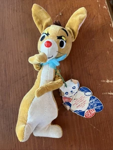 Conejo de peluche de terciopelo ideal vintage con etiqueta - Imagen 1 de 10