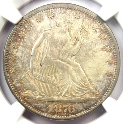 1876 Seated Liberty Half Dollar 50C - NGC Uncirculated Detail (MS UNC) - Rare! - Image 1 of 4