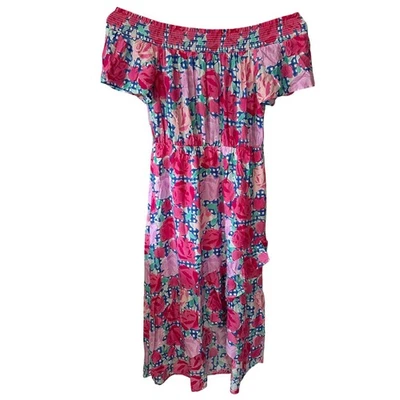 Vestido Vineyard Vines Kentucky Derby Floral Hombro Descubierto Run for the Roses Talla 14 Foto 1 de 4