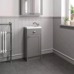 Traditional 400mm Grey Bathroom Cloakroom Vanity Unit Basin Sink Storage Cabinet - Picture 1 of 13