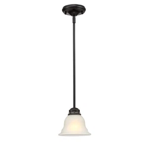 1-Light Kitchen Island/Mini Pendant with White Glass Shade Black - Picture 1 of 5