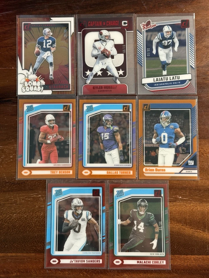 LOTE DE 8 TARJETAS #'d de fútbol americano Clearly Donruss 2024 (ver descripción) Foto 1 de 2