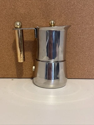 Cafetera espresso italiana vintage de acero inoxidable Foto 1 de 4