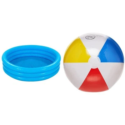 Intex 59416NP Crystal Blue Three Ring Inflatable Paddling Pool 1.14m x 25cm & Gl - Image 1 of 4