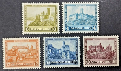 GERMANY 1932 Deutsch Reich Castles Mi#474-478 Sc#B44-B48 MLH OG VF wmk waffles  - Image 1 of 4