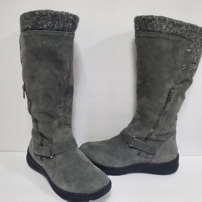 Botas Baretraps Para Mujer 9 Gris Gamuza Tejido Puño Cremallera Lateral Hebilla Detalle Invierno Cálidas Foto 1 de 4