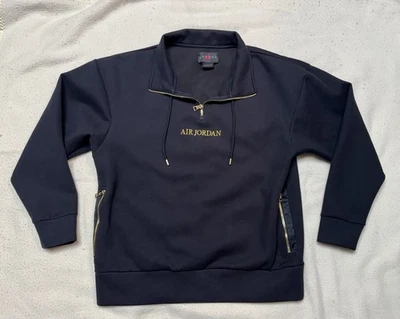 Air Jordan RARE Black Collared Black Jacket 1/4 Zip Softshell Pullover Size L - Image 1 of 4