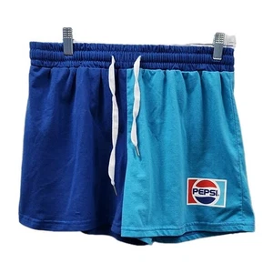 Romwe Pepsi 2 Tone Blue Shorts Size Large Stretch Soda Logo - Picture 1 of 12