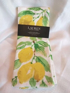 Lauren Ralph Lauren Lemon Kitchen Towels Set of 2 100% Cotton NWT 17 x 28 in - Picture 1 of 7