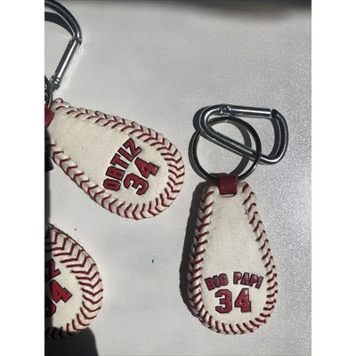 Red Sox Gamewear Baseball Seam Big Pappi David Ortiz keychains 9 Pieces - Image 1 of 3