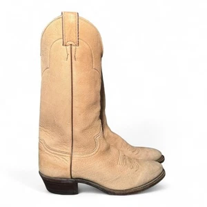 Justin Euro Elk Leather Cowboy Boots Mens Size 8.5D Tan Made In USA Boot 1325 - Picture 1 of 6