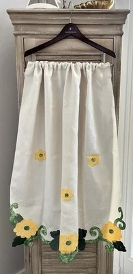 Cortinas de café vintage amarillas crema jardín margarita hechas a mano damasco varilla bolsillo Foto 1 de 4