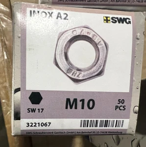 Edelstahl Sechskantmutter Mutter M10 50Stück rostfrei / XO1Blau7 - Bild 1 von 2