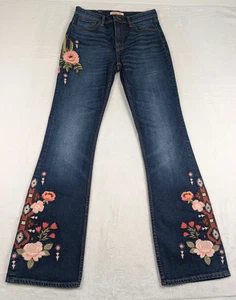 Johnny Was The Boot Jean Womens 26 High Rise Slim Fit Floral Embroidered NWT - Picture 1 of 12