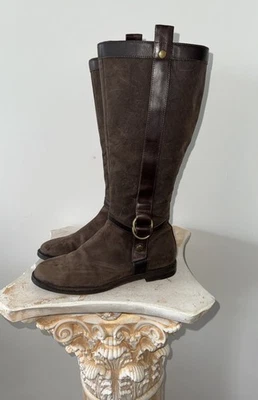 Botas de nobuck Cole Haan Air D32857 de cuero marrón con cremallera hasta la rodilla para mujer 7B Foto 1 de 4