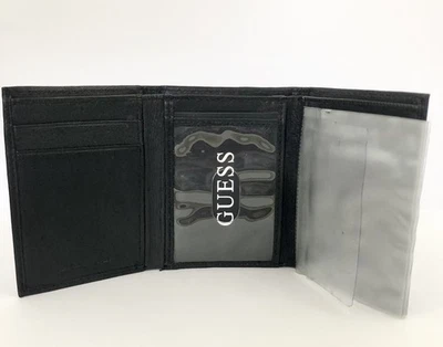 Vintage Dark Leather GUESS USA WALLET Tri-fold  PHOTO ID CASE NOS New Rare - Image 1 of 4