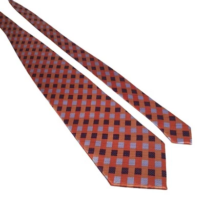 Irvine Park Silk Blend Geometric Checkered Tie For Men 59 Inch Designer Office - Image 1 of 4