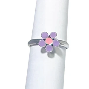 Toe ring Adjustable silver plated flower enamel design Barefoot jewelry - Picture 1 of 3