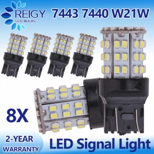 8X 7443 7440 LED 6500K Reverse Backup Brake Tail Stop Parking Light Bulbs 64-SMD - Picture 1 of 8