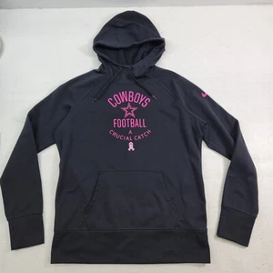 Nike NFL Dallas Cowboys Hoodie Women’s Sz L Black Football Crucial Catch Cancer - Picture 1 of 8
