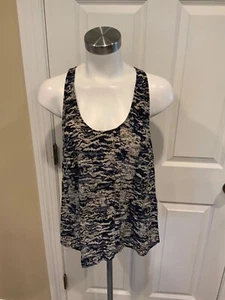 Joie Sheer Gray & Blue Patterned 100% Silk Tank Top, Size Medium - Picture 1 of 5