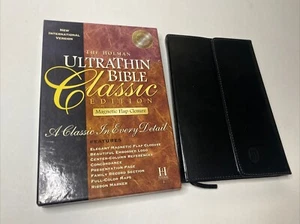 NIV 1984 Ultrathin Bible Magnetic Flap - Black Bonded Leather - Imagen 1 de 13