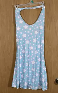 Sugar Thrillz Dolls Kill Star Print Mesh Neckholder Minikleid hellblau Damen XL - Bild 1 von 6