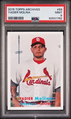2015 Topps Archives Baseball Yadier Molina Card #59 PSA Mint 9 - Image 1 of 2