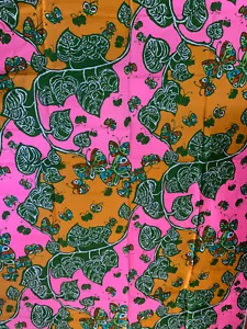 1970'S Butterflies Ivy Polished Cotton Bright Color Ameritex Co. Vintage 2.5 YDS - Picture 1 of 6