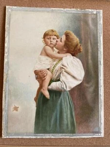 MOTHERS BOY Mother Kissing Son COLOUR LITHOGRAPH from a drawing by Vendini - Picture 1 of 4