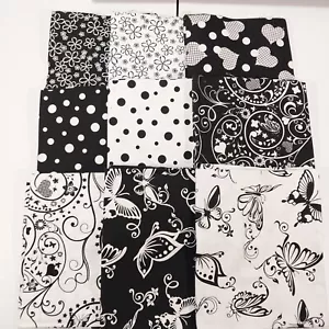 9 FQ Bundle Night and Day Collection - Black & White Hearts Butterflies Flowers - Picture 1 of 10