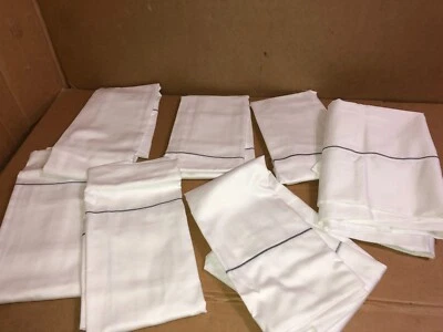 Juego de 7 fundas de almohada Hilton Hotel Sham blanca 60 % algodón con rayas grises Queen Foto 1 de 4