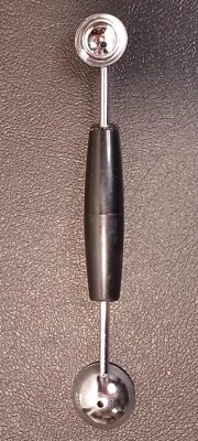 Bailarina de melón de doble extremo ECKO ~ cucharada de 1" y 3/4" ~ EE. UU. ~ mango negro -F Foto 1 de 3