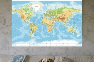 61 X 91 CM Weltkarte Leinwand Poster koration Hintergrund für Heim das office - Bild 1 von 11