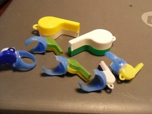 7 WHISTLES Dental Office Giveaway Toy Original Vintage As Pictured - Picture 1 of 11