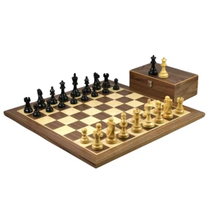 Walnut Chess Set 21 Inch with Weighted Ebonised Atlantic Series Classic Staunton - Picture 1 of 11