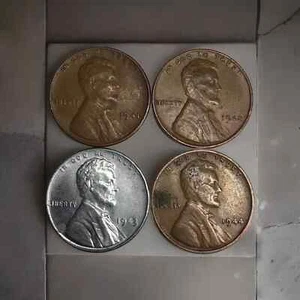 Seltene alte 1941 1942 1943 1944 WWII US Stahl Kupfer Penny Münze Vintage Krieg Lot Set - Bild 1 von 2