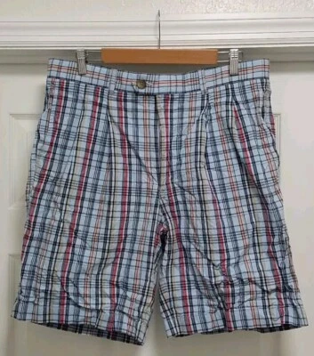 Cutter & Buck Plaid Shorts Men's Size 36 Multicolor Pleated 100 % Cotton Pockets - Image 1 of 4
