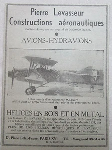 1934-35 PUB PIERRE LEVASSEUR HELICE BOIS METAL AVION MARIN PL9 BEARN ORIGINAL AD - Imagen 1 de 1