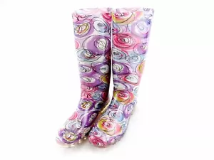 Rain Boots For Women & Girls ~ Easy USA, Colorful Scribbled Circles Pattern - Picture 1 of 9
