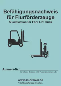 Fahrausweis Flurförderzeuge Stapler Staplerschein Gabelstaplerschein Stand Sitzp - Bild 1 von 4