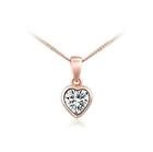 Love Heart Rose Gold 1.0 Cts Cubic Zirconia Pendant Chain Necklace