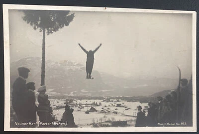 1936 Oberau Germany RPPC Postcard Cover Ski Nuener Karl Winter Olympic Games - Image 1 of 2