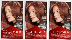 Revlon Colorsilk Hair Color #55 LIGHT REDDISH BROWN dye KERATIN ENRICH Lot of 3 - Picture 1 of 5