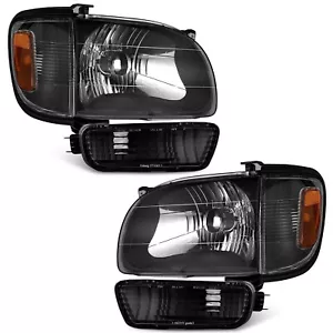 WEELMOTO Headlights Assembly+Corner Light For 2001-2004 Toyota Tacoma Black Lamp - Picture 1 of 8