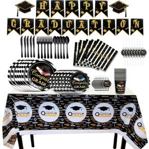Graduation Balloon Celebration Party Backdrop Congradulate Grad Banner Tableware - Picture 1 of 128
