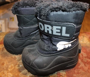 SOREL Insulated NV1960-010 Winter Ski Snow Baby Size 4 Black Waterproof Boots - Picture 1 of 7