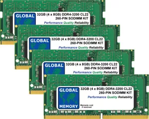 32GB (4 x 8GB) DDR4 3200MHz PC4-25600 260-PIN SODIMM MEMORY RAM KIT FOR LAPTOPS - Picture 1 of 1