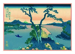 Japanese Hokusai Lake Suwa Shinano Province Counted Cross Stitch Chart Pattern - Picture 1 of 10
