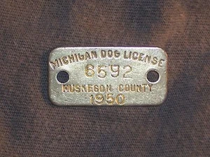 Vintage Dog License Tax Tag Muskegon County Michigan MI 1950   #6592      da28 - Picture 1 of 1